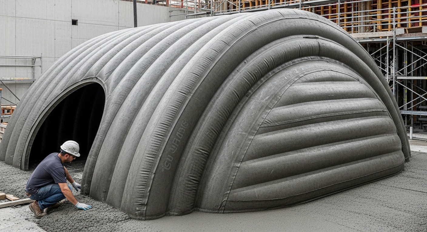 Encofrado inflable para bóveda de concreto en proceso de fraguado
