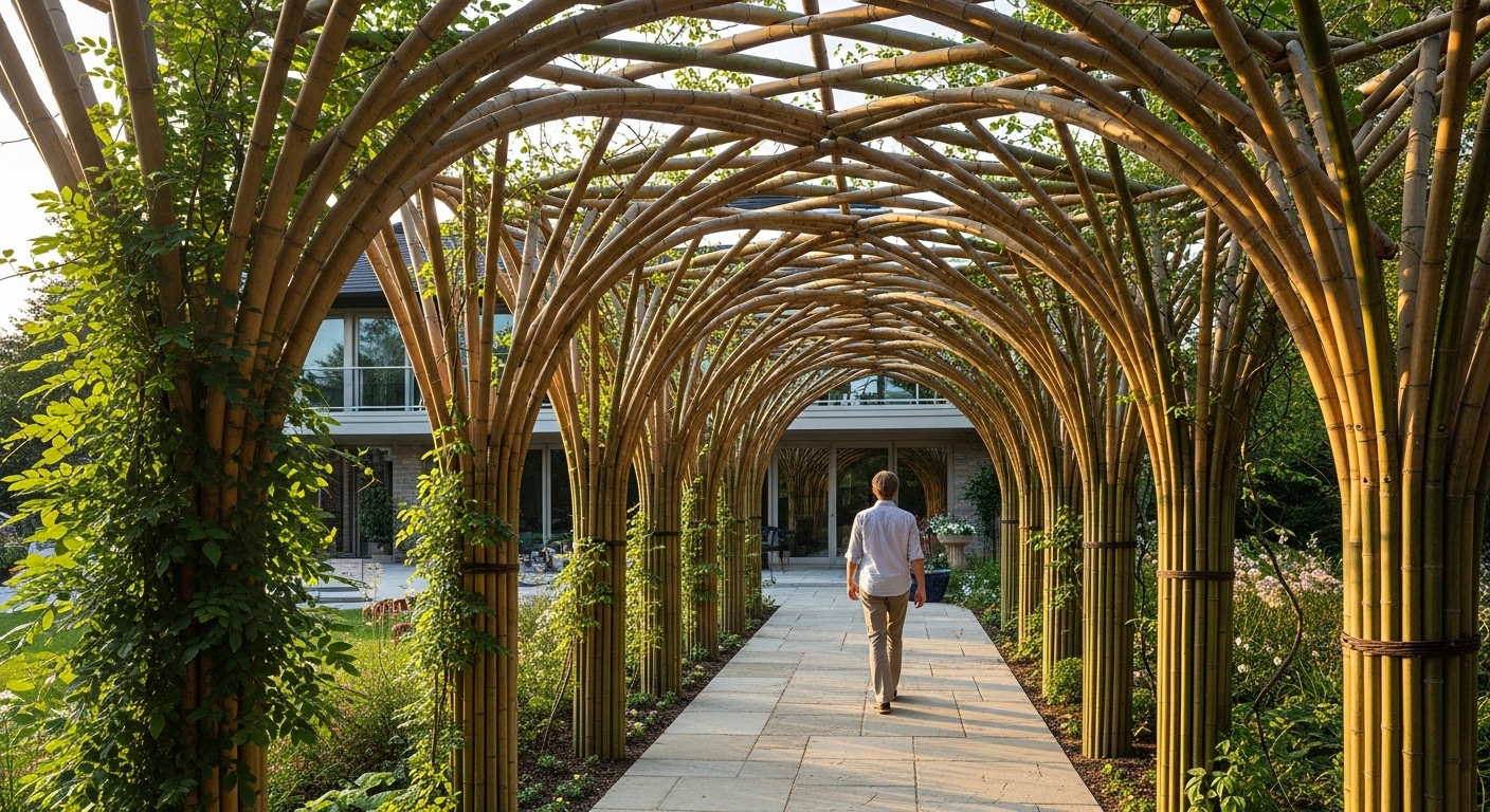 Pérgola de bambú inspirada en estructura ósea